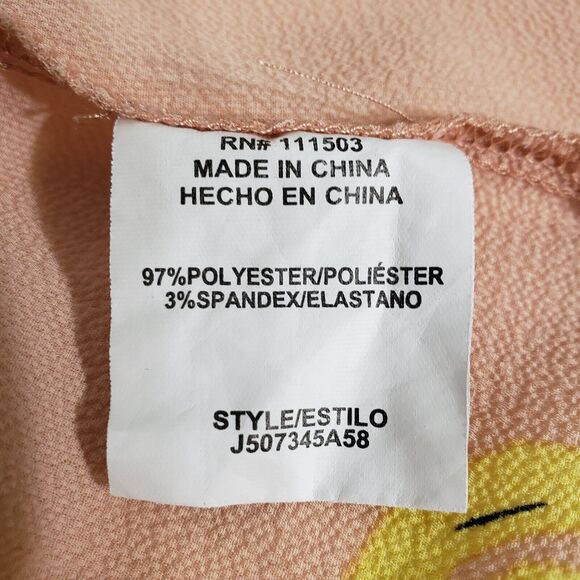 june & hudson Womens Top Size Large Banana Print Ruffles Keyhole Short Flutter - Picture 8 of 9